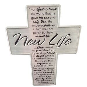 Lighthouse Christian Products New‎ Life Scripture Cross Silver Metal Plaque 5in